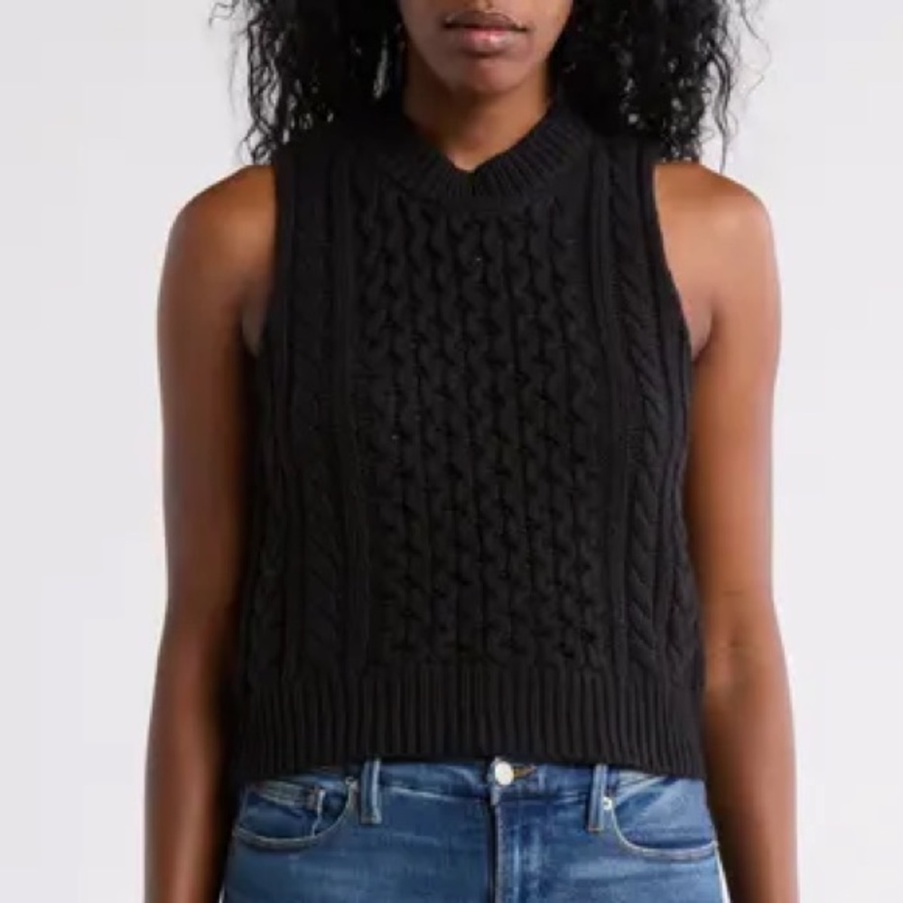 Melrose and Market Black Cable Knit Sweater Vest